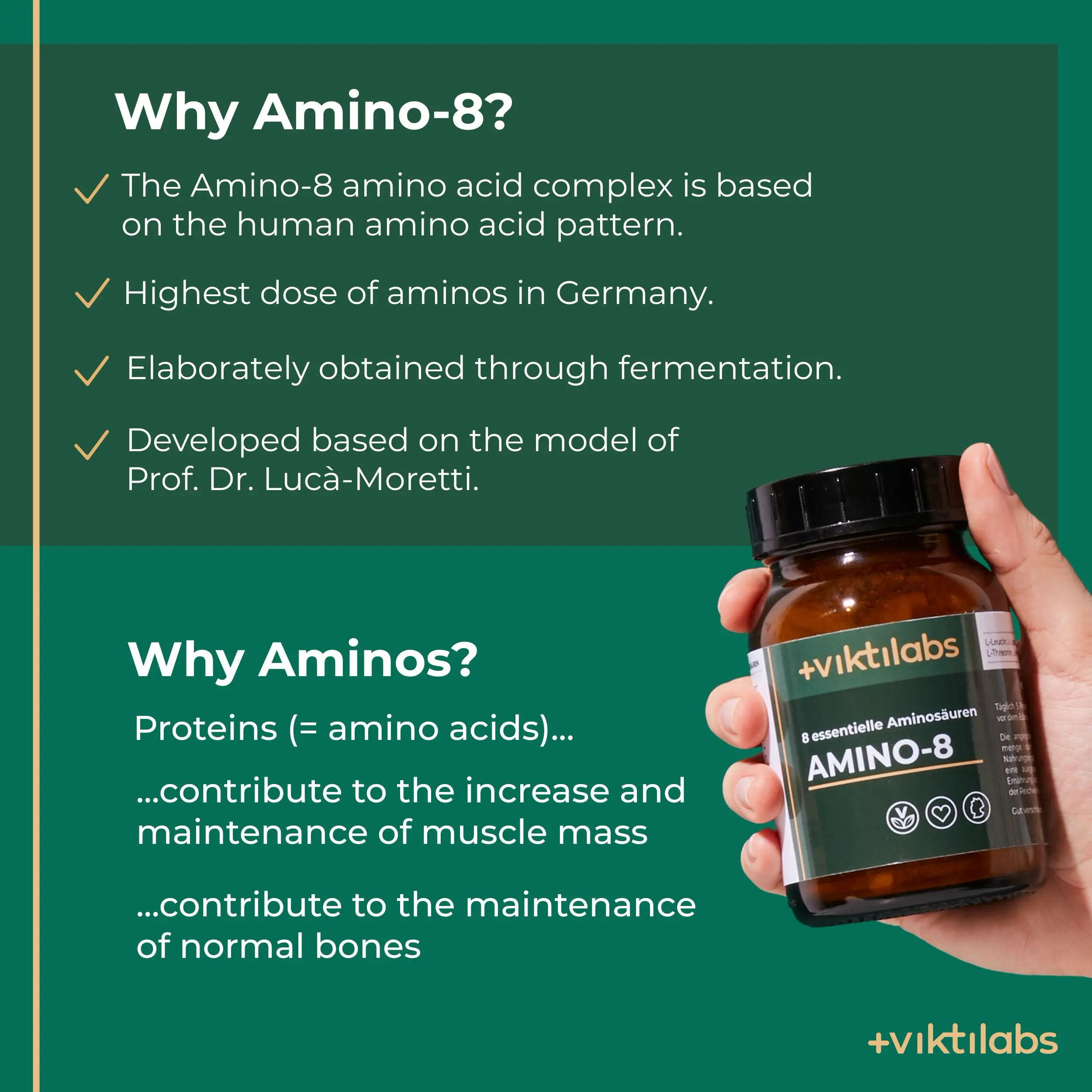 Amino 8: Perfekte Kombination aller essentiellen Aminosäuren nach  Prof. Dr. Lucà-Moretti - Image 10