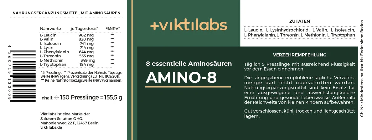 Amino 8: Perfekte Kombination aller essentiellen Aminosäuren nach  Prof. Dr. Lucà-Moretti - Image 25