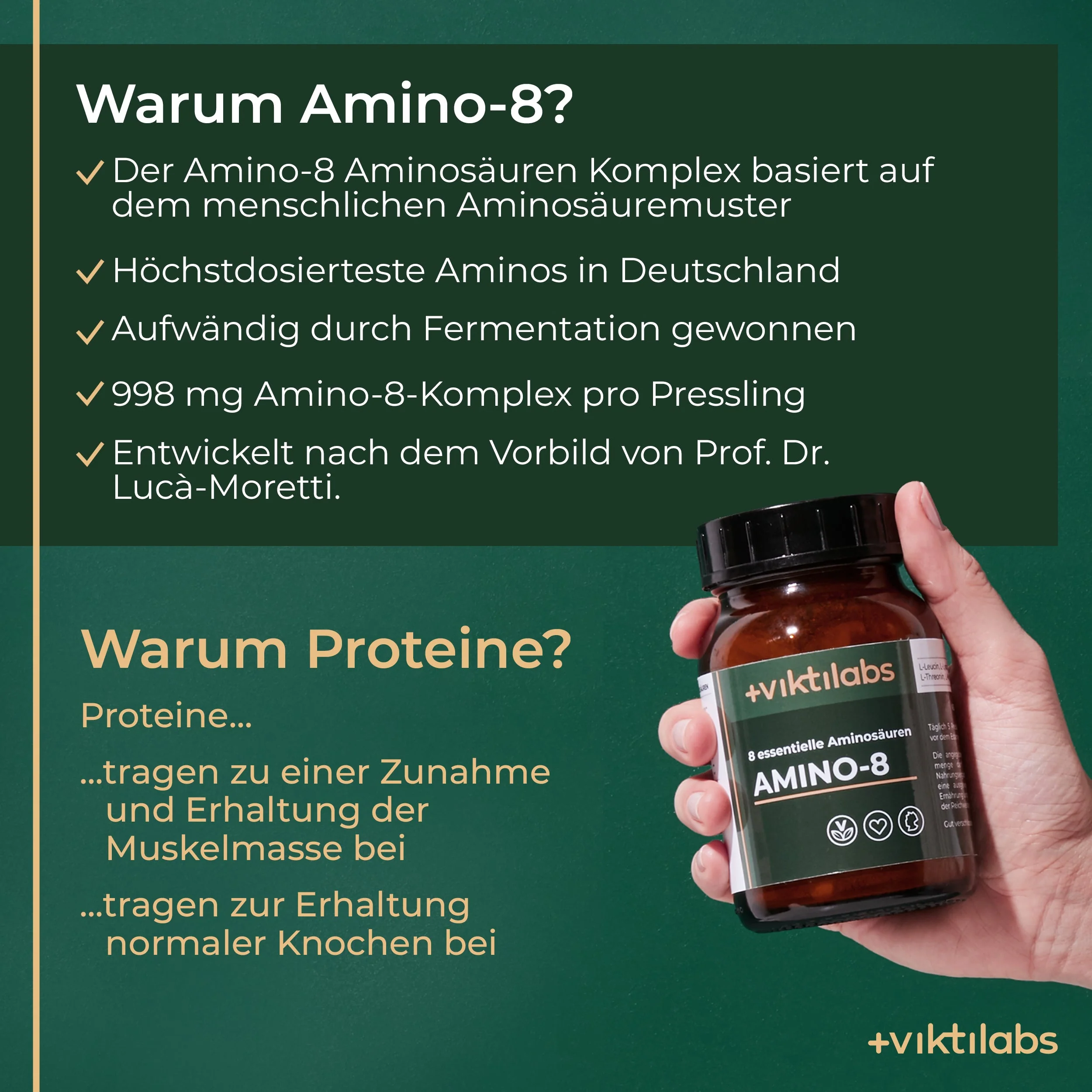 Amino 8: Perfekte Kombination aller essentiellen Aminosäuren nach  Prof. Dr. Lucà-Moretti - Image 3